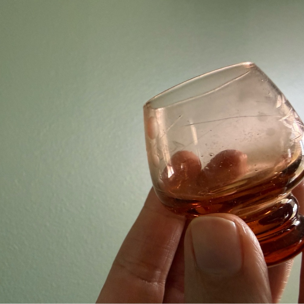Vintage Cordial Shot Glass Etched Caddy and Glasses - Picture 5 of 9